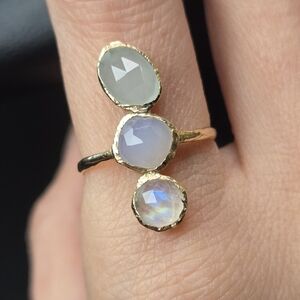 MISA 14k Gold Three Stone Ring